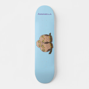 Skateboard Ilustracion de trío de búho lindo