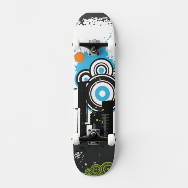 Skateboard Ilustracion de un paisaje urbano sucio (Anverso)