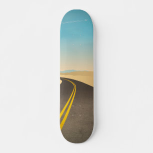 Skateboard Ilustracion de una carretera vacía en el desierto