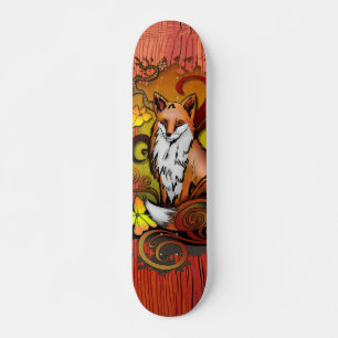 Skateboard Ilustración de zorro otoñal con grano de madera ro