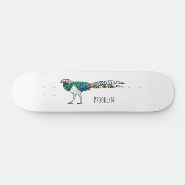 Skateboard Ilustracion del faisán de Lady amherst (Horz)