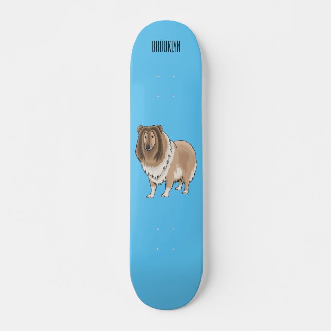 Skateboard Ilustracion del personalizado del perro del collie (Anverso )