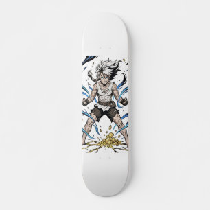 Skateboard Ilustración épica del poder del guerrero manga que