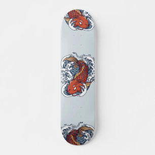 Skateboard Ilustracion japonés rojo de peces Koi