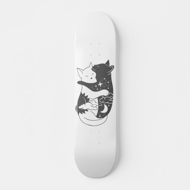 Skateboard ilustracion nocturno de gato - Elegir fondo (Anverso )