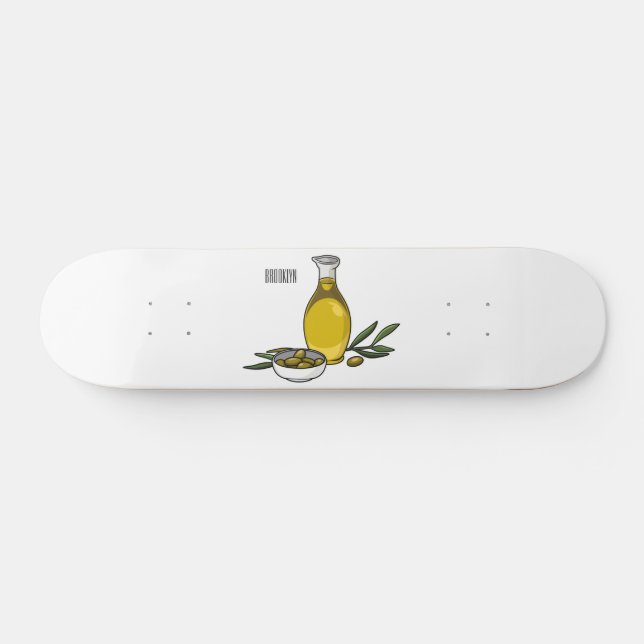 Skateboard Ilustracion personalizado de aceite de oliva (Horz)