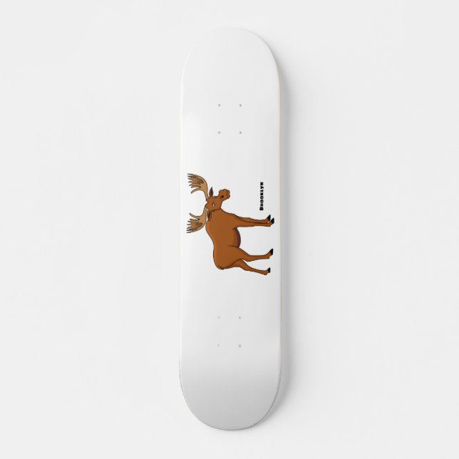 Skateboard Ilustracion personalizado de alce gracioso  (Anverso )