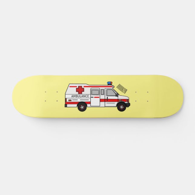 Skateboard Ilustracion personalizado de ambulancia (Horz)
