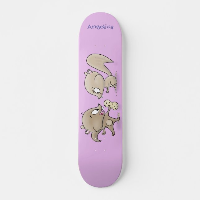 Skateboard Ilustracion personalizado de ardillas graciosas (Anverso )