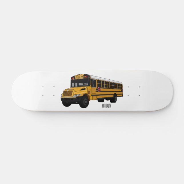 Skateboard Ilustracion personalizado de autobús escolar (Horz)