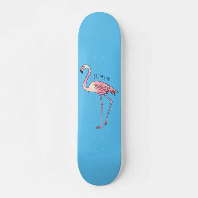Skateboard Ilustracion personalizado de aves de Flamingo (Anverso )