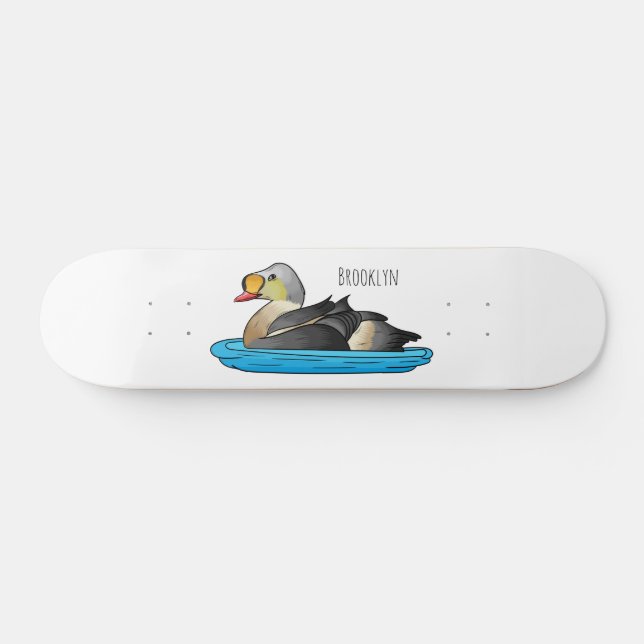 Skateboard Ilustracion personalizado de aves King eider (Horz)