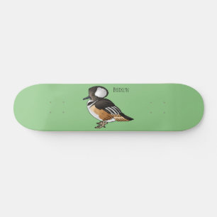 Skateboard Ilustracion personalizado de aves merganser con ca