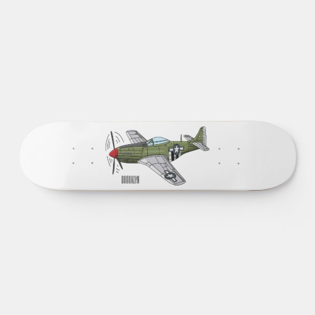 Skateboard Ilustracion personalizado de avión militar (Horz)