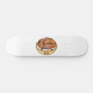 Skateboard Ilustracion personalizado de bagel de Salmon