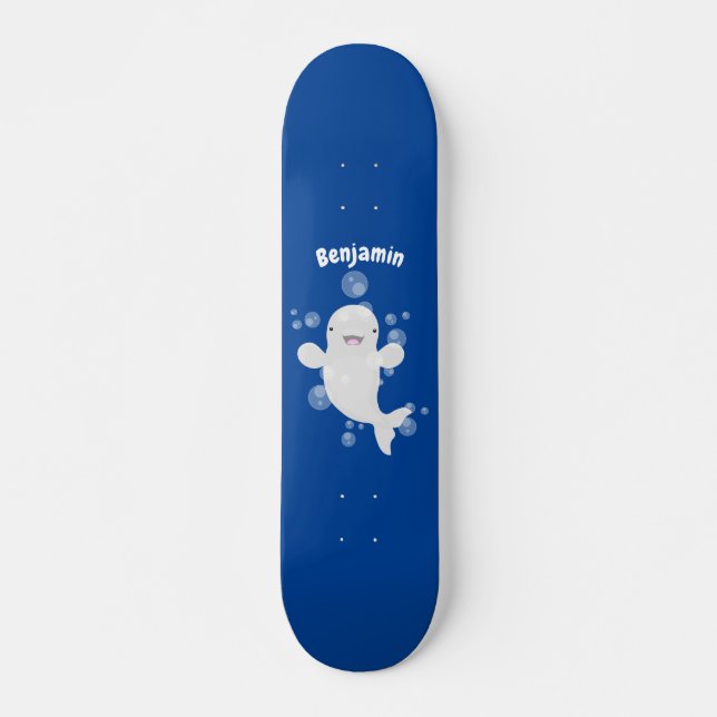 Skateboard Ilustracion personalizado de ballenas de la beluga (Anverso )
