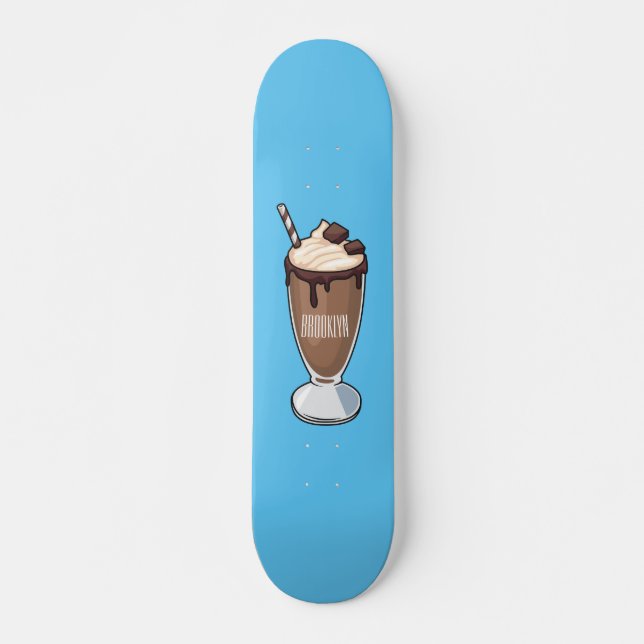 Skateboard Ilustracion personalizado de batido de chocolate (Anverso )