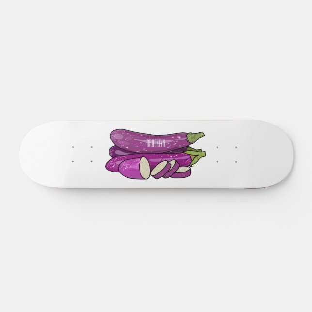 Skateboard Ilustracion personalizado de berenjenas (Horz)
