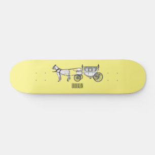 Skateboard ilustracion personalizado de caballos y carruajes 
