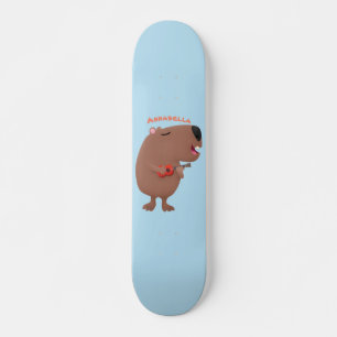 Skateboard Ilustracion personalizado de capybara ukulele cant