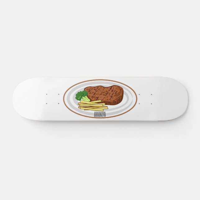 Skateboard Ilustracion personalizado de carne (Horz)