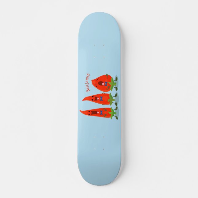 Skateboard Ilustracion personalizado de chiles cantantes (Anverso )