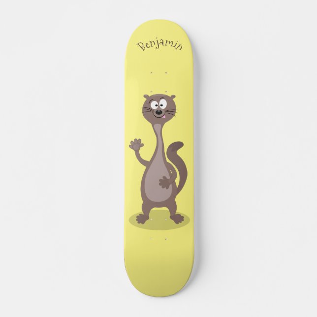 Skateboard Ilustracion personalizado de comadreja divertida (Anverso )