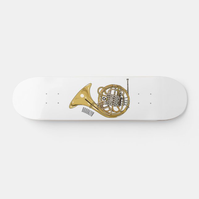Skateboard Ilustracion personalizado de cuerno francés (Horz)