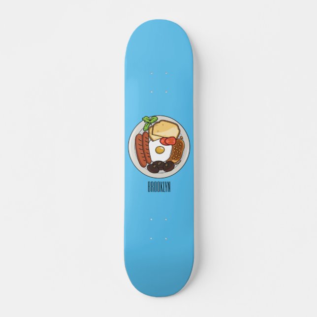 Skateboard Ilustracion personalizado de desayuno inglés (Anverso )