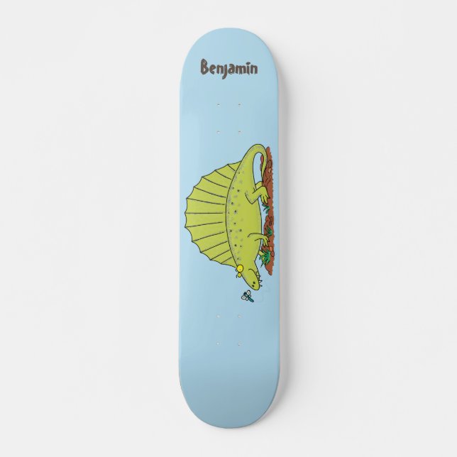Skateboard Ilustracion personalizado de dimetrodon verde lind (Anverso )