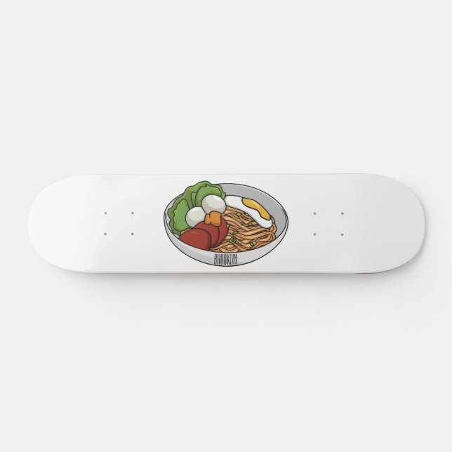 Skateboard Ilustracion personalizado de fideos (Horz)