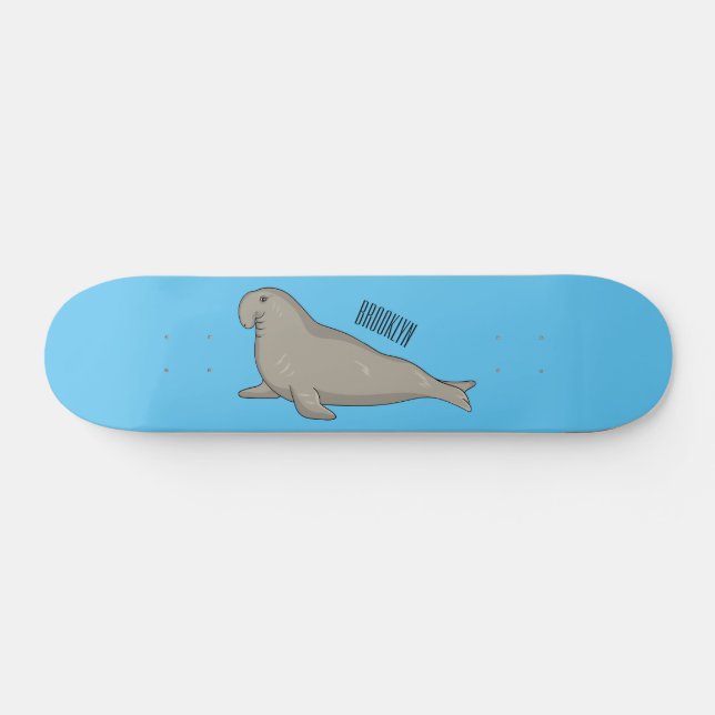 Skateboard Ilustracion personalizado de focas elefantes (Horz)