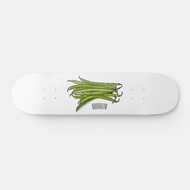 Skateboard Ilustracion personalizado de frijol verde (Horz)