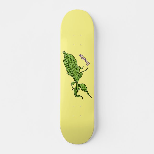 Skateboard Ilustracion personalizado de insectos de hoja verd (Anverso )