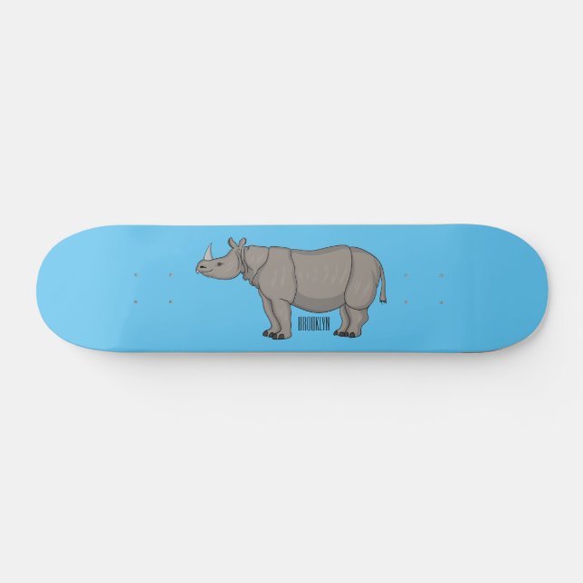 Skateboard Ilustracion personalizado de Javan rhinoceros (Horz)