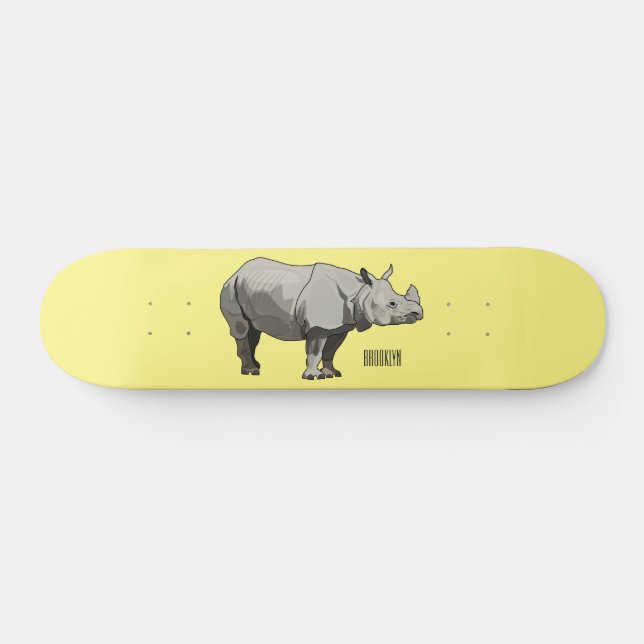Skateboard Ilustracion personalizado de Javan rhinoceros (Horz)