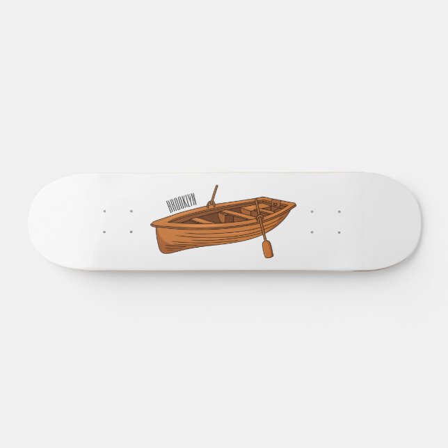 Skateboard Ilustracion personalizado de lancha dorada (Horz)