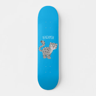 Skateboard Ilustracion personalizado de leopardo de las nieve