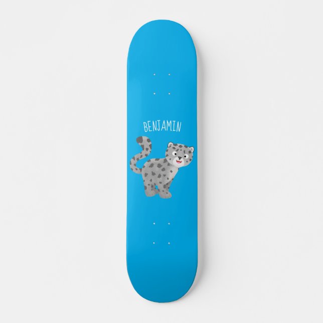 Skateboard Ilustracion personalizado de leopardo de las nieve (Anverso )