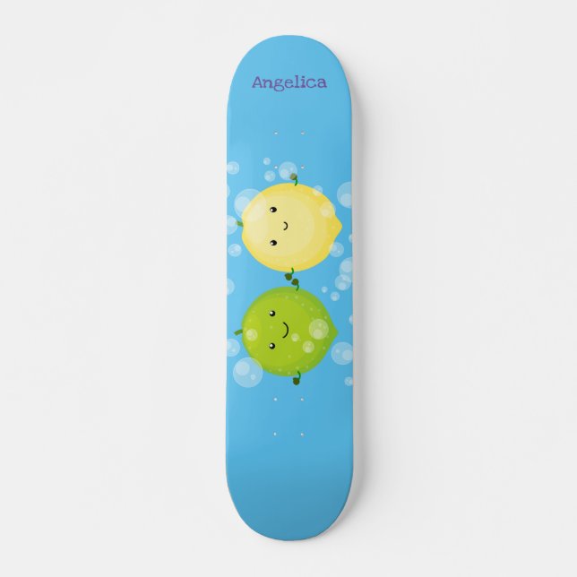 Skateboard Ilustracion personalizado de lima de limón feliz (Anverso )
