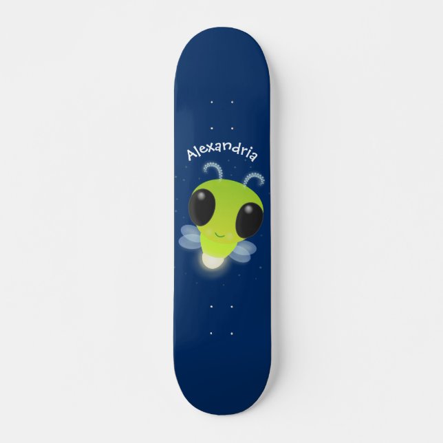 Skateboard Ilustracion personalizado de luciérnaga con brillo (Anverso )