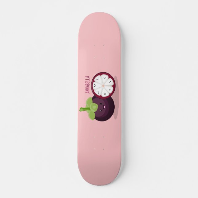Skateboard Ilustracion personalizado de mangostino morado (Anverso )
