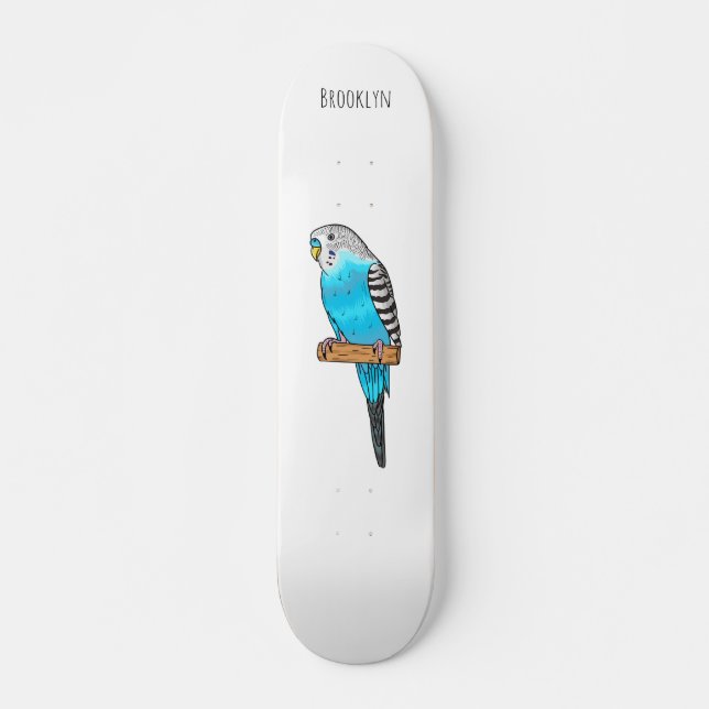 Skateboard Ilustracion personalizado de pájaro budgerigar azu (Anverso )