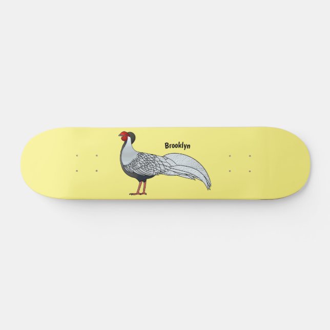 Skateboard Ilustracion personalizado de pájaro faisán (Horz)