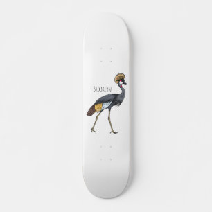 Skateboard Ilustracion personalizado de pájaro grullo coronad