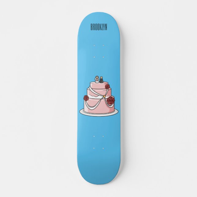 Skateboard ilustracion personalizado de pastel boda (Anverso )