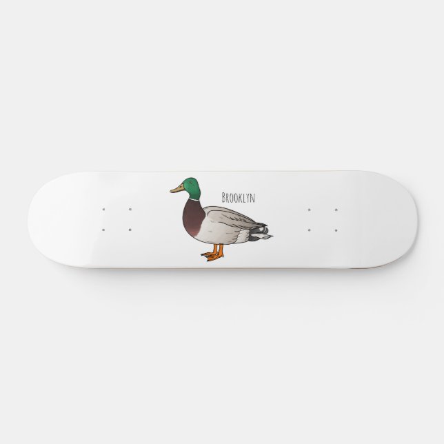 Skateboard Ilustracion personalizado de pato mallard  (Horz)