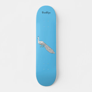 Skateboard Ilustracion personalizado de pavo real blanco
