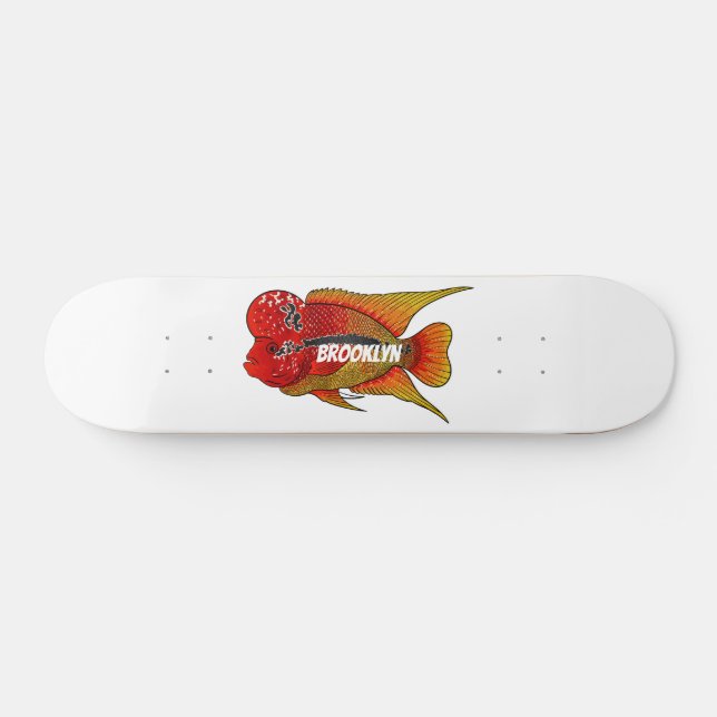Skateboard Ilustracion personalizado de peces cíclicos de cue (Horz)