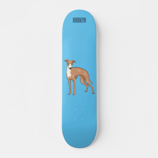 Skateboard Ilustracion personalizado de perro de Greyhound (Anverso )